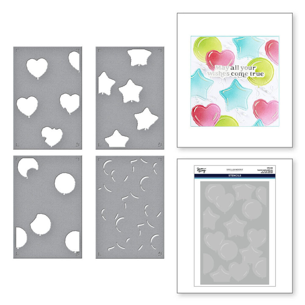 Spellbinders Birthday Bash Layered Party Balloons Stencils (STN-089) Spellbinders Birthday Bash Layered Party Balloons Stencils (STN-089)