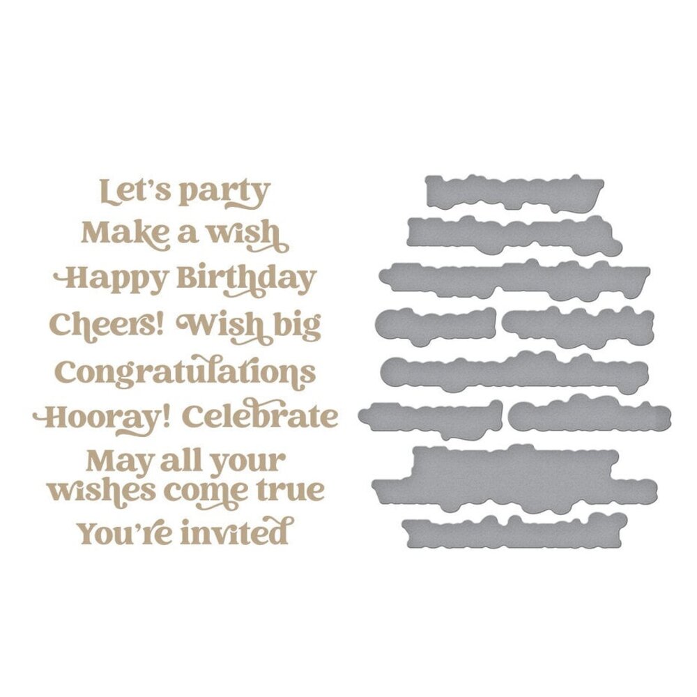 Spellbinders Birthday Bash Birthday Sentiments Glimmer Hot Foil Plate & Die Set (GLP-437) Spellbinders Birthday Bash Birthday Sentiments Glimmer Hot Foil Plate & Die Set (GLP-437)