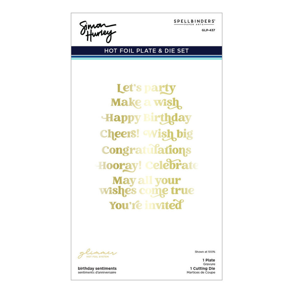 Spellbinders Birthday Bash Birthday Sentiments Glimmer Hot Foil Plate & Die Set (GLP-437) Spellbinders Birthday Bash Birthday Sentiments Glimmer Hot Foil Plate & Die Set (GLP-437)