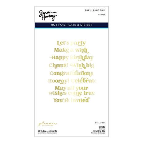 Spellbinders Birthday Bash Birthday Sentiments Glimmer Hot Foil Plate & Die Set (GLP-437) Spellbinders Birthday Bash Birthday Sentiments Glimmer Hot Foil Plate & Die Set (GLP-437)