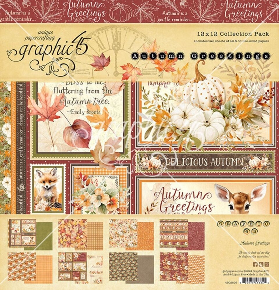 Graphic 45 Autumn Greetings 12x12 Inch Collection Pack (4502899) Graphic 45 Autumn Greetings 12x12 Inch Collection Pack (4502899)