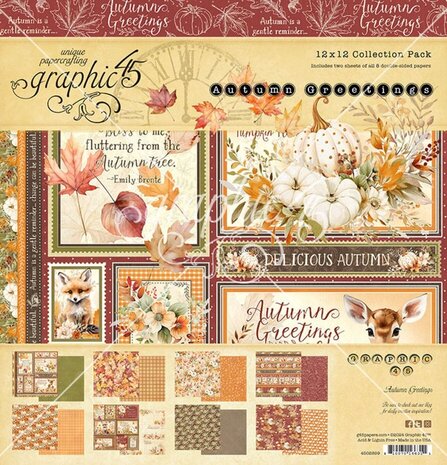 Graphic 45 Autumn Greetings 12x12 Inch Collection Pack (4502899) Graphic 45 Autumn Greetings 12x12 Inch Collection Pack (4502899)