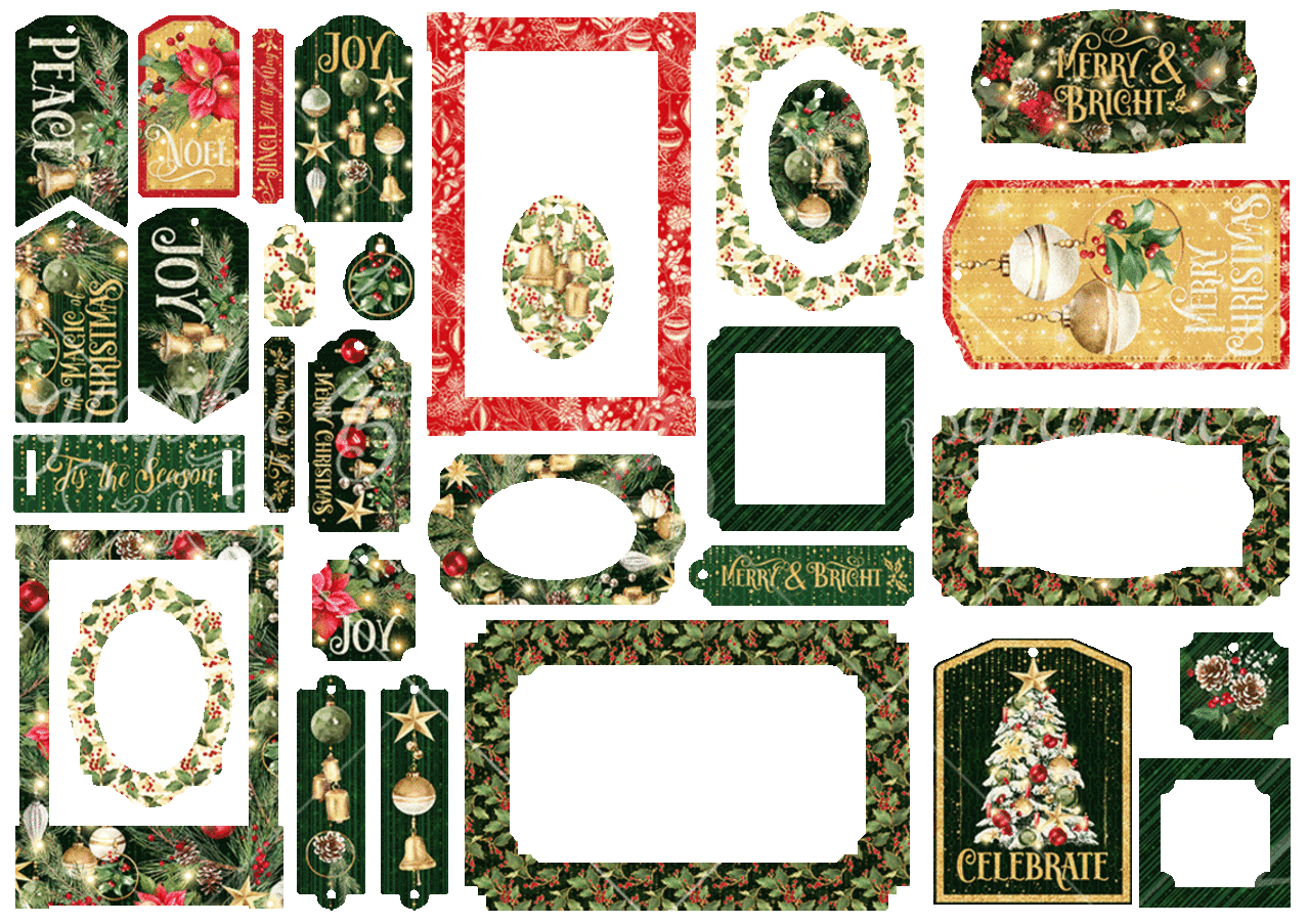 Graphic 45 Merry & Bright Chipboard Tags & Frames (4502918) Graphic 45 Merry & Bright Chipboard Tags & Frames (4502918)