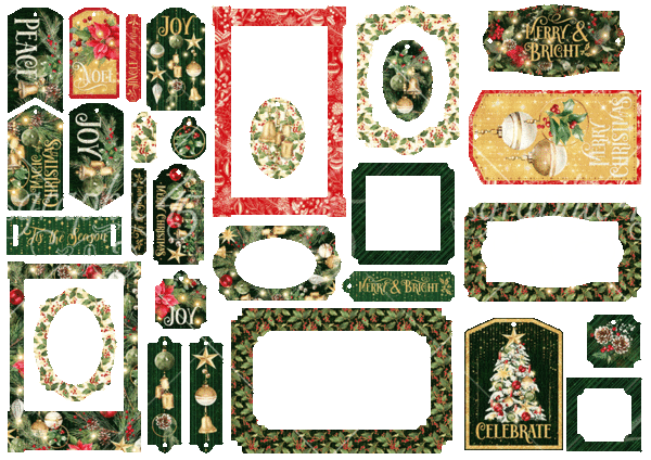 Graphic 45 Merry & Bright Chipboard Tags & Frames (4502918) Graphic 45 Merry & Bright Chipboard Tags & Frames (4502918)