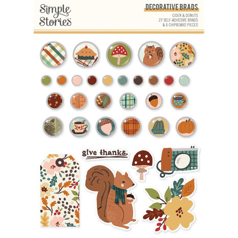Simple Stories Cider & Donuts Decorative Brads (22926) Simple Stories Cider & Donuts Decorative Brads (22926)