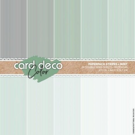 Card Deco Color Paperpack A4 Stripes Mint (CDCPPA413001) Card Deco Color Paperpack A4 Stripes Mint (CDCPPA413001)
