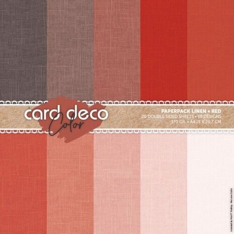 Card Deco Color Paperpack A4 Linen Red (CDCPPA412002) Card Deco Color Paperpack A4 Linen Red (CDCPPA412002)