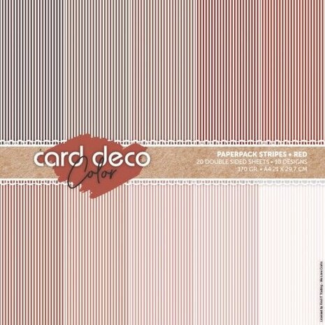 Card Deco Color Paperpack A4 Stripes Red (CDCPPA413002) Card Deco Color Paperpack A4 Stripes Red (CDCPPA413002)