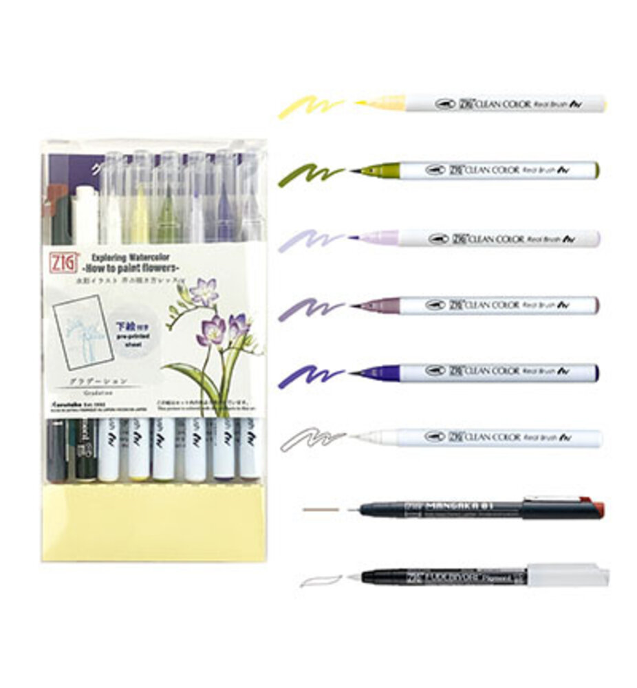 ZIG Exploring Watercolor How to Paint Flowers Kit 2 Gradation (EW-2) ZIG Exploring Watercolor How to Paint Flowers Kit 2 Gradation (EW-2)