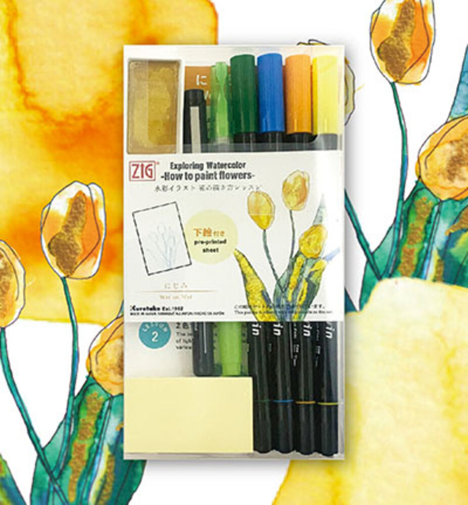 ZIG Exploring Watercolor How to Paint Flowers Kit 3 Wet on Wet (EW-3) ZIG Exploring Watercolor How to Paint Flowers Kit 3 Wet on Wet (EW-3)