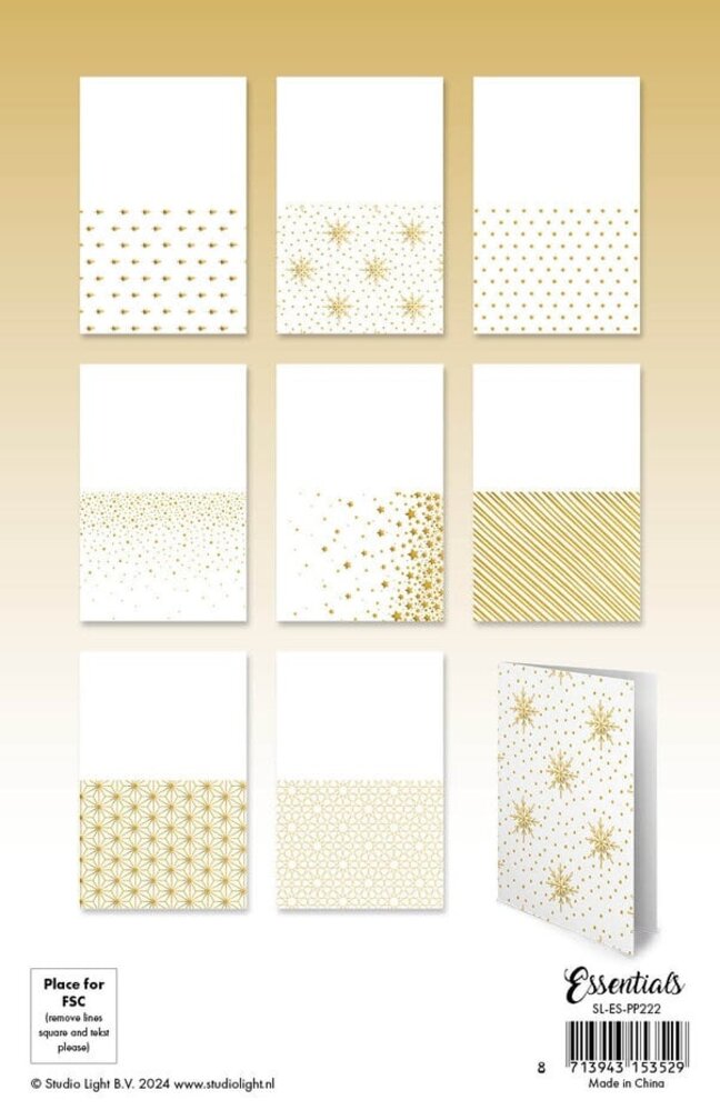 Studio Light Essentials Golden Christmas A5 Foiled Cards Paper Pad (SL-ES-PP222)