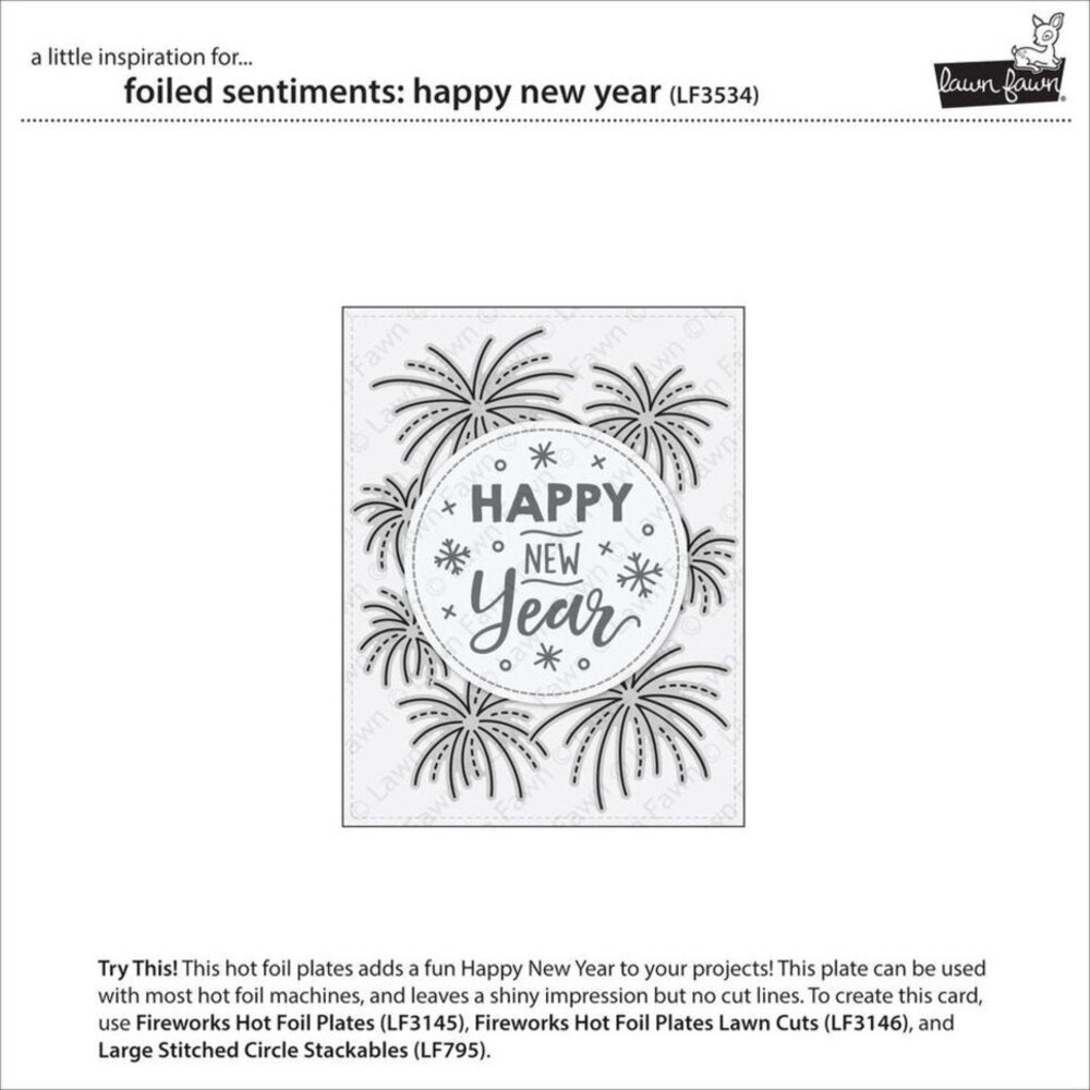 Lawn Fawn Foiled Sentiments: Happy New Year Hot Foil Plates (LF3534) Lawn Fawn Foiled Sentiments: Happy New Year Hot Foil Plates (LF3534)