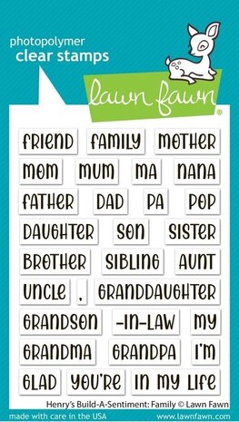 Lawn Fawn Henry's Build-A-Sentiment: Family Clear Stamps (LF3509)