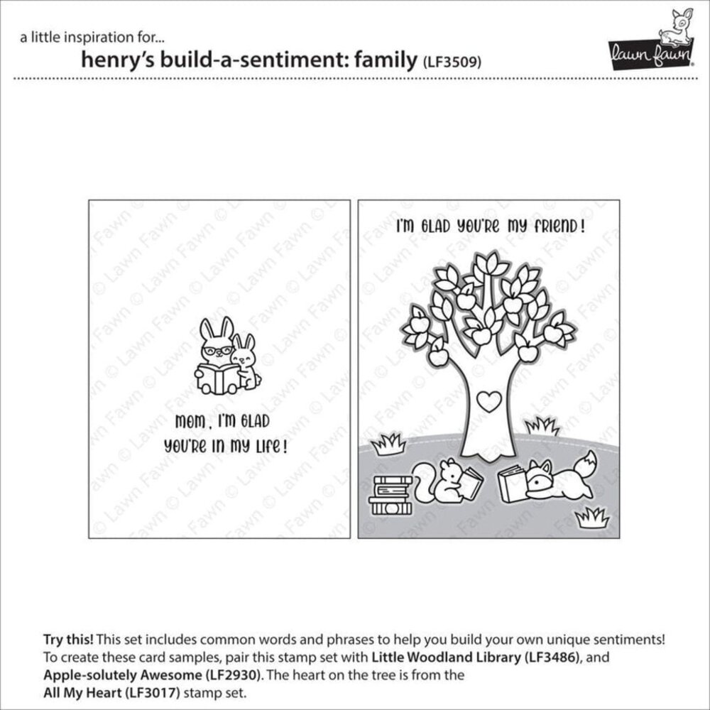Lawn Fawn Henry's Build-A-Sentiment: Family Clear Stamps (LF3509)