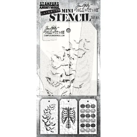 Stampers Anonymous Tim Holtz Mini Layering Stencil Set 61 (THMST061) Stampers Anonymous Tim Holtz Mini Layering Stencil Set 61 (THMST061)