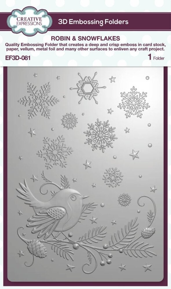 Creative Expressions Robin & Snowflakes 3D Embossing Folder (EF3D-081) Creative Expressions Robin & Snowflakes 3D Embossing Folder (EF3D-081)