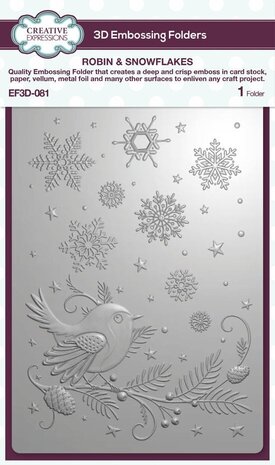 Creative Expressions Robin & Snowflakes 3D Embossing Folder (EF3D-081) Creative Expressions Robin & Snowflakes 3D Embossing Folder (EF3D-081)