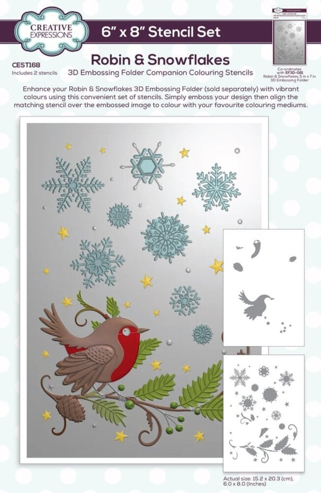Creative Expressions Robin & Snowflakes Companion Colouring Stencil (CEST168) Creative Expressions Robin & Snowflakes Companion Colouring Stencil (CEST168)