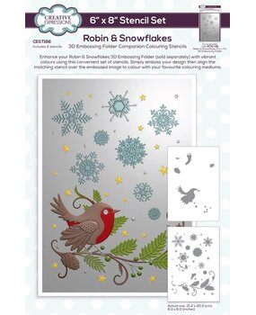 Creative Expressions Robin & Snowflakes Companion Colouring Stencil (CEST168) Creative Expressions Robin & Snowflakes Companion Colouring Stencil (CEST168)