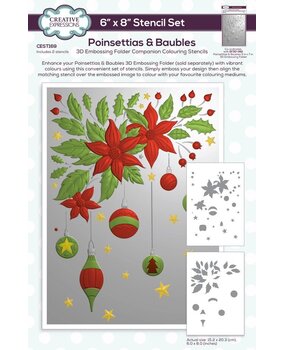 Creative Expressions Poinsettias & Baubles Companion Colouring Stencil (CEST169) Creative Expressions Poinsettias & Baubles Companion Colouring Stencil (CEST169)