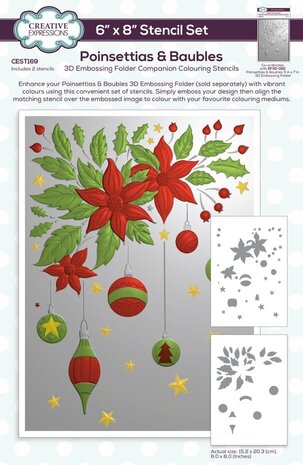 Creative Expressions Poinsettias & Baubles Companion Colouring Stencil (CEST169) Creative Expressions Poinsettias & Baubles Companion Colouring Stencil (CEST169)