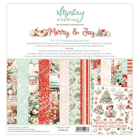 Mintay Merry & Joy 12x12 Inch Scrapbooking Paper Set (MT-MAJ-07)