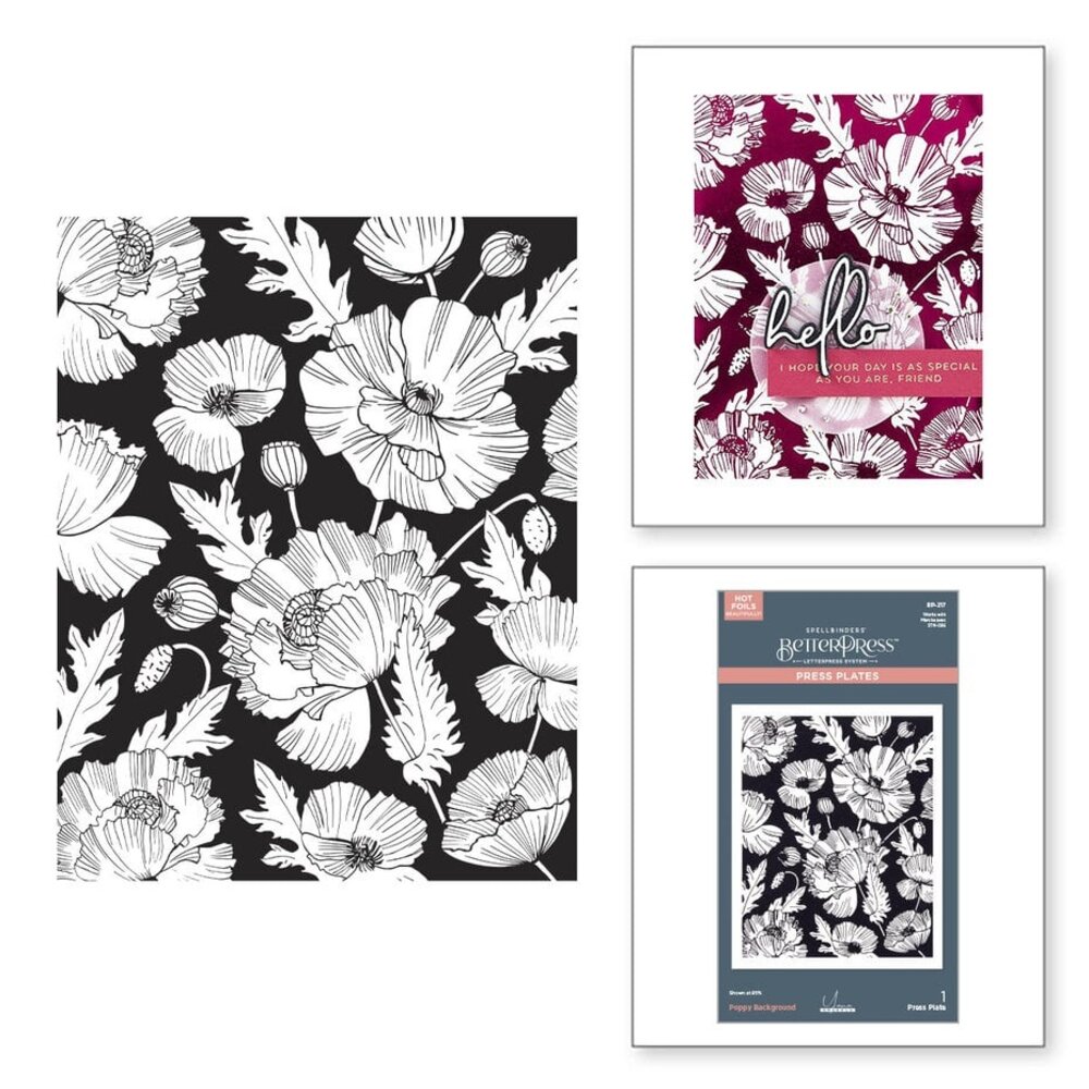 Spellbinders Yana's Poppies Poppy Background Press Plate (BP-217) Spellbinders Yana's Poppies Poppy Background Press Plate (BP-217)