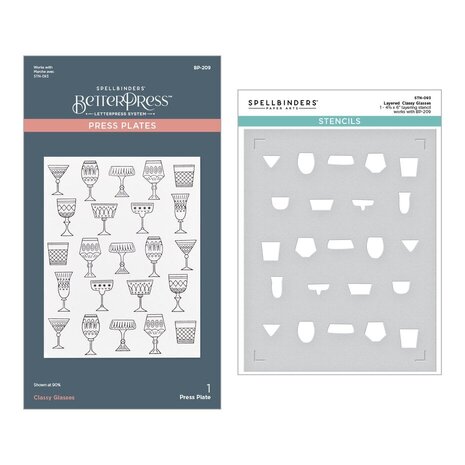 Spellbinders Happy Hour Layered Classy Glasses Press Plate & Stencil Bundle (BD-0882) Spellbinders Happy Hour Layered Classy Glasses Press Plate & Stencil Bundle (BD-0882)