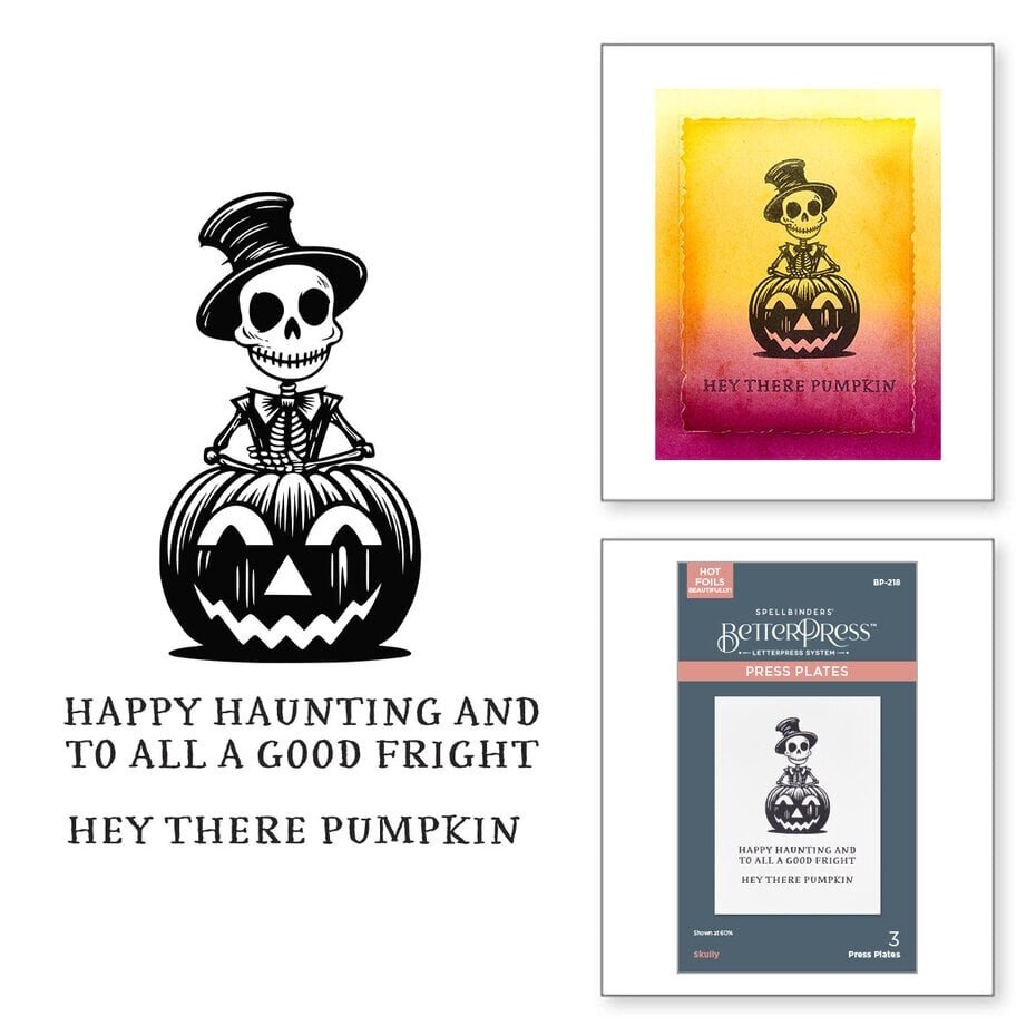 Spellbinders Happy Haunting Skully Press Plates (BP-218) - Paperpads.nl
