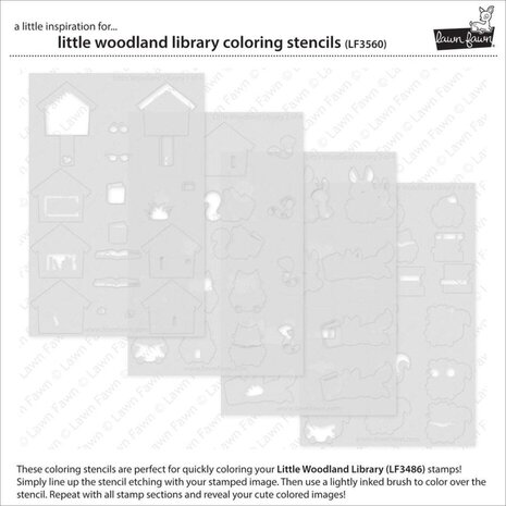 Lawn Fawn Little Woodland Library Coloring Stencils (LF3560) Lawn Fawn Little Woodland Library Coloring Stencils (LF3560)