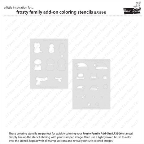 Lawn Fawn Frosty Family Add-On Coloring Stencils (LF3564) Lawn Fawn Frosty Family Add-On Coloring Stencils (LF3564)