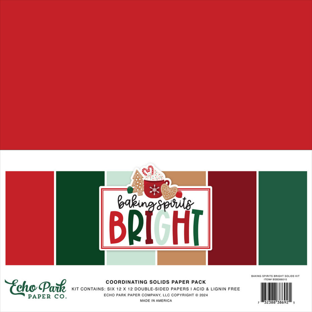 Echo Park Baking Spirits Bright 12x12 Inch Coordinating Solids Paper Pack (BSB388015)