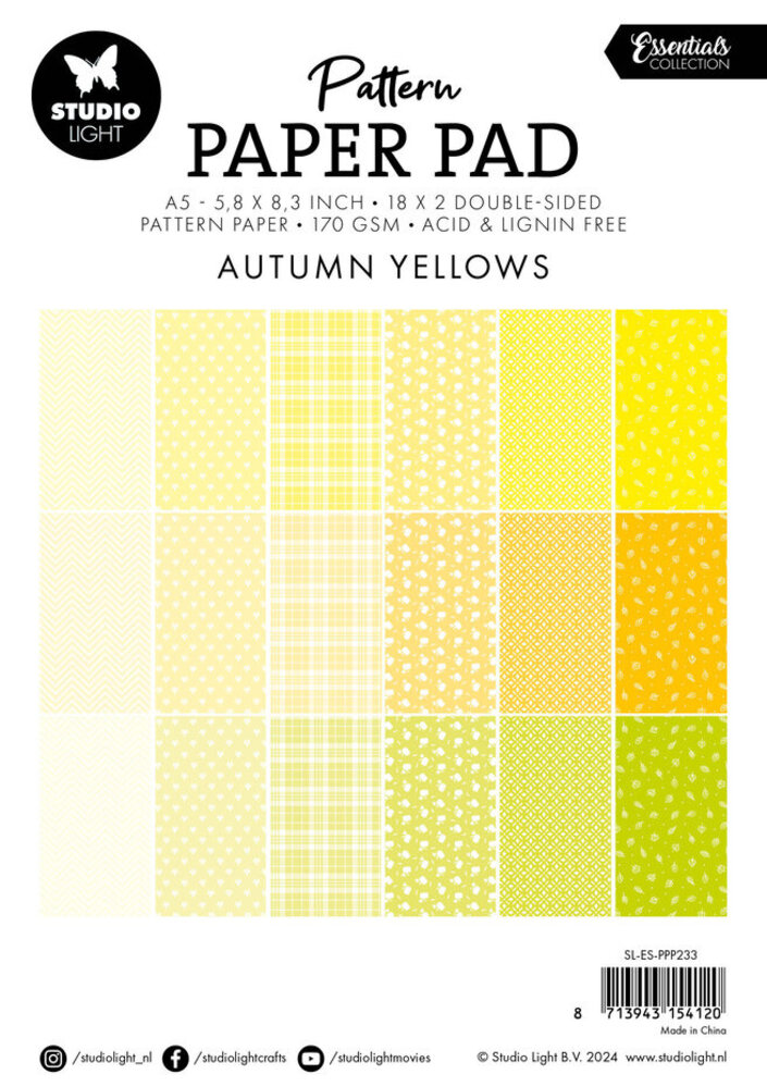 Studio Light Essentials Autumn Yellow A5 Pattern Paper Pad (SL-ES-PPP233)