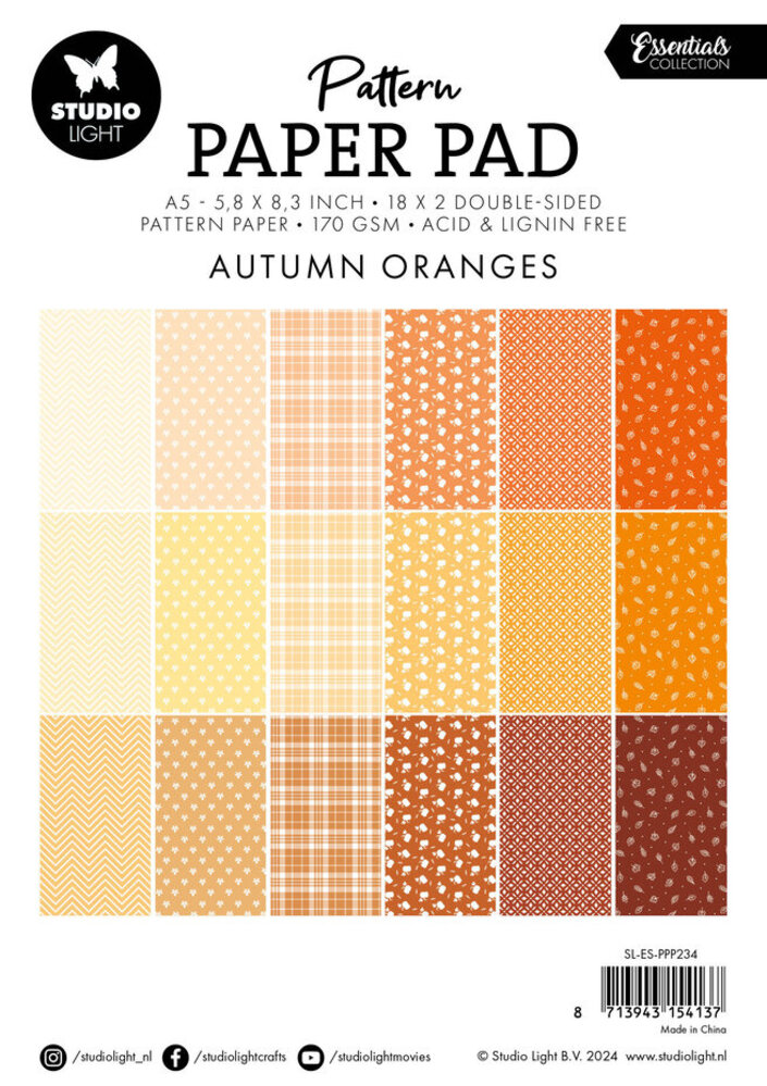 Studio Light Essentials Autumn Oranges A5 Pattern Paper Pad (SL-ES-PPP234)