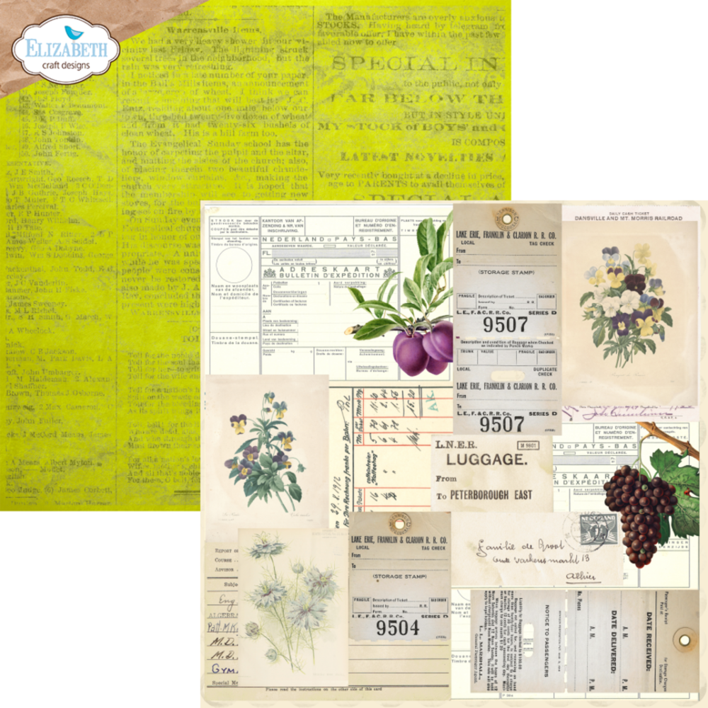 Elizabeth Craft Designs La Dolce Vita 12x12 Inch Patterned Cardstock Paper (C026)