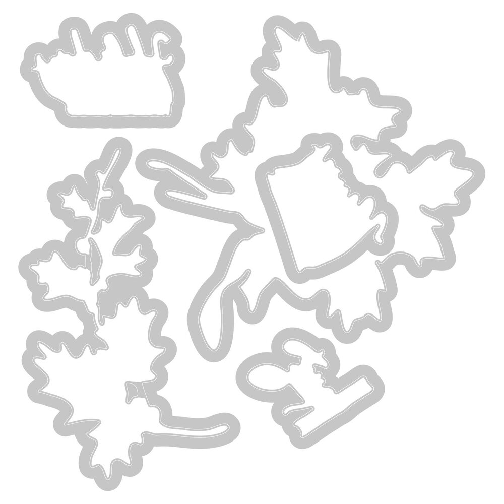 Sizzix Clear Stamps with Framelits Pencil Line Holly (666710) Sizzix Clear Stamps with Framelits Pencil Line Holly (666710)