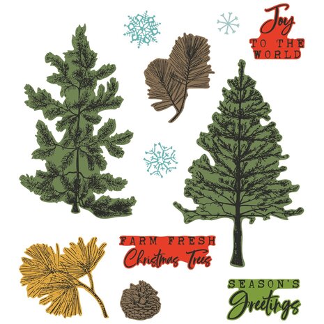 Sizzix Clear Stamps with Framelits Pine Holidays (666711) Sizzix Clear Stamps with Framelits Pine Holidays (666711)