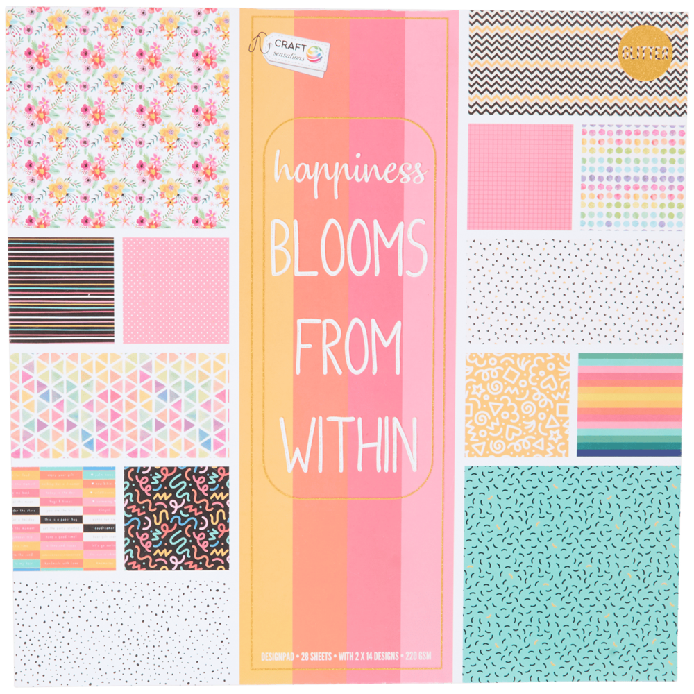 Craft Sensations Happiness Blooms From Within 12x12 Inch Paper Pad (CR9016/24A) Craft Sensations Happiness Blooms From Within 12x12 Inch Paper Pad (CR9016/24A)