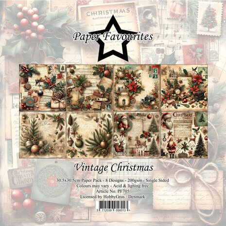 Paper Favourites Vintage Christmas 12x12 Inch Paper Pack (PF705) Paper Favourites Vintage Christmas 12x12 Inch Paper Pack (PF705)