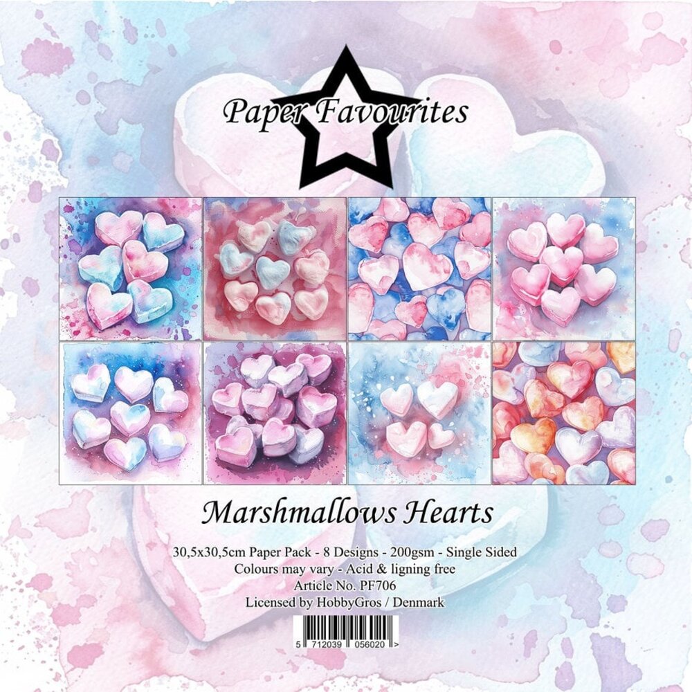 Paper Favourites Marshmallows Hearts 12x12 Inch Paper Pack (PF706) Paper Favourites Marshmallows Hearts 12x12 Inch Paper Pack (PF706)
