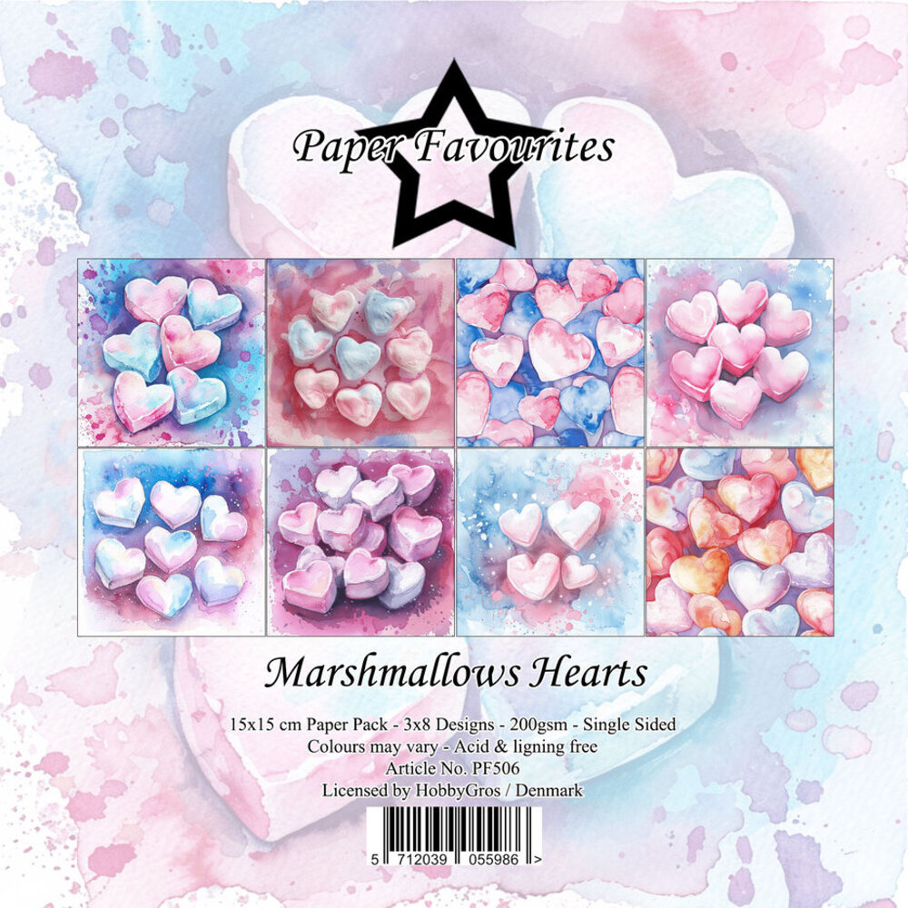 Paper Favourites Marshmallows Hearts 6x6 Inch Paper Pack (PF506) Paper Favourites Marshmallows Hearts 6x6 Inch Paper Pack (PF506)