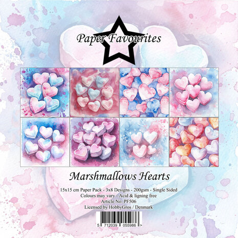 Paper Favourites Marshmallows Hearts 6x6 Inch Paper Pack (PF506) Paper Favourites Marshmallows Hearts 6x6 Inch Paper Pack (PF506)