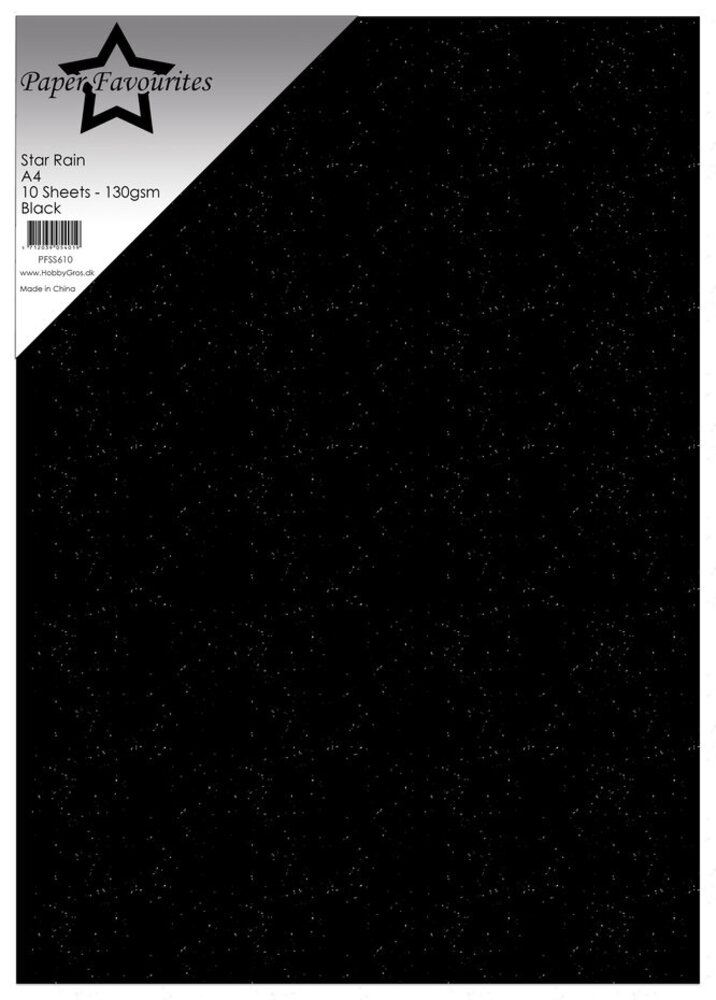 Paper Favourites Black A4 Star Rain (PFSS610) Paper Favourites Black A4 Star Rain (PFSS610)