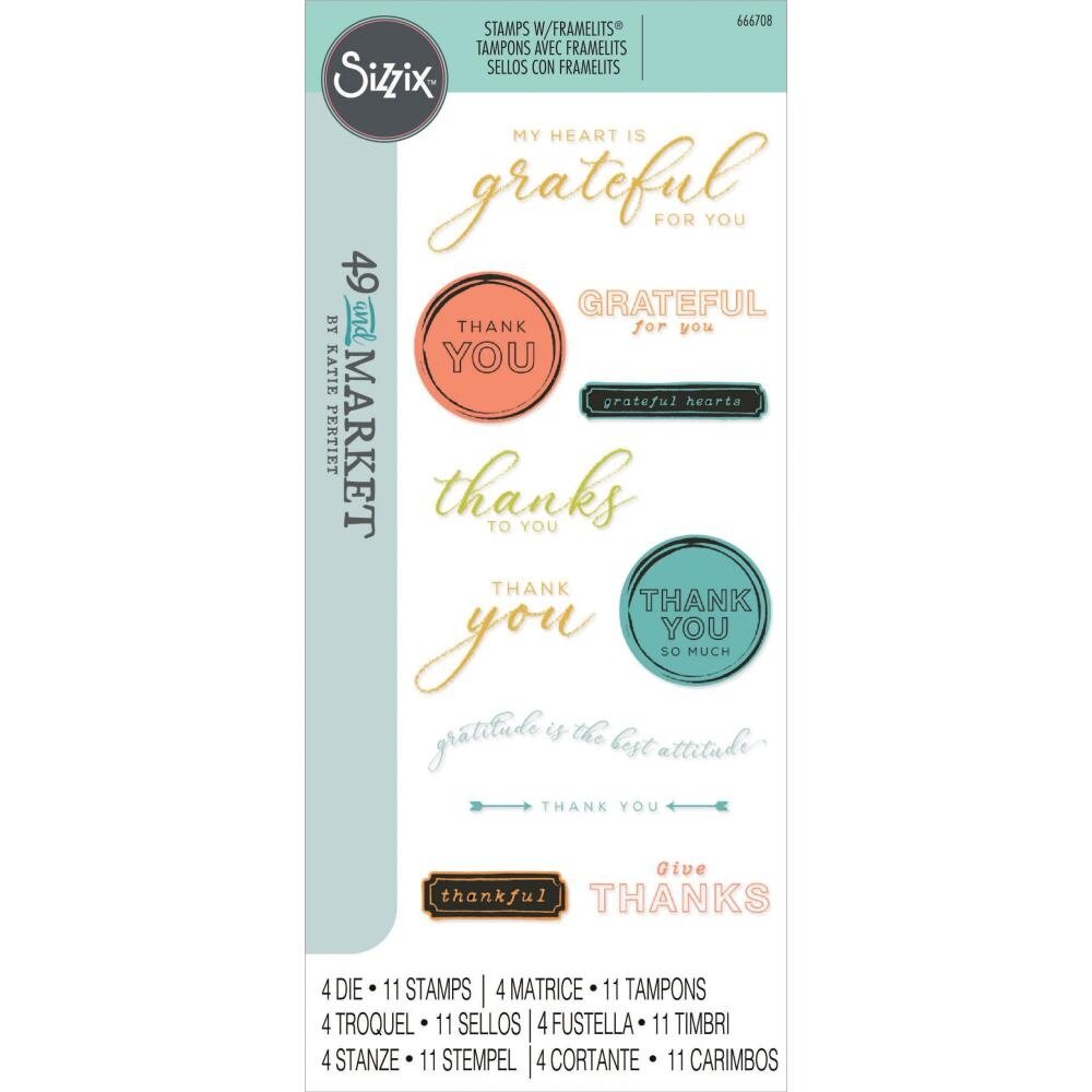 Sizzix Clear Stamps with Framelits Thankful Sentiments (666708) Sizzix Clear Stamps with Framelits Thankful Sentiments (666708)