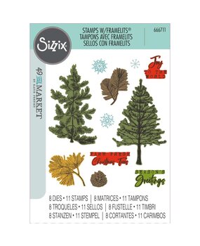 Sizzix Clear Stamps with Framelits Pine Holidays (666711) Sizzix Clear Stamps with Framelits Pine Holidays (666711)