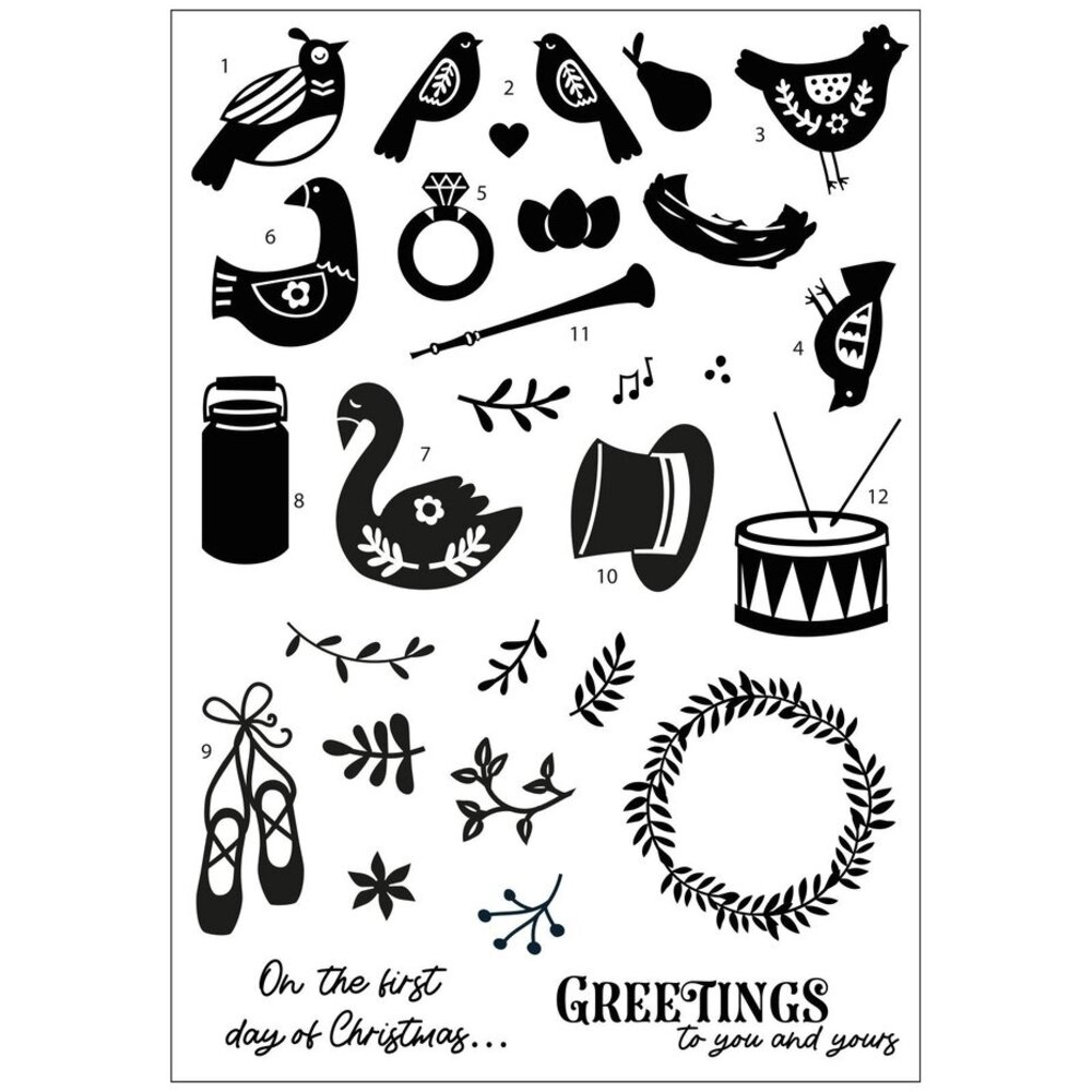 Sizzix Clear Stamps 12 Days of Christmas (666726) Sizzix Clear Stamps 12 Days of Christmas (666726)