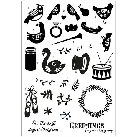 Sizzix Clear Stamps 12 Days of Christmas (666726) Sizzix Clear Stamps 12 Days of Christmas (666726)
