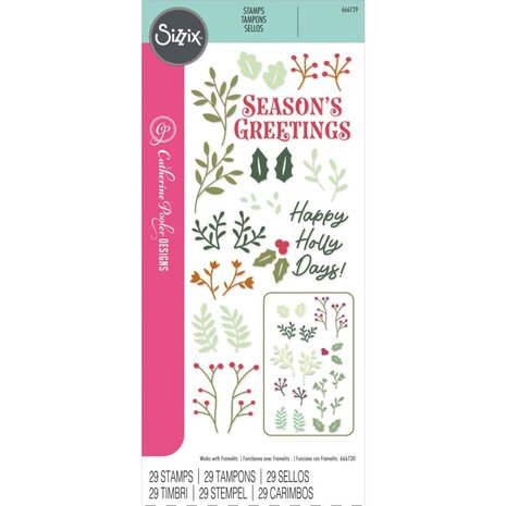 Sizzix Clear Stamps Happy Holly Days (666729) Sizzix Clear Stamps Happy Holly Days (666729)