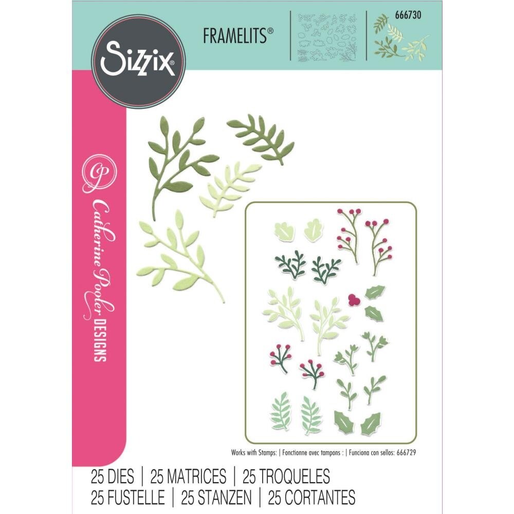Sizzix Framelits Die Set Happy Holly Days #2 (666730) Sizzix Framelits Die Set Happy Holly Days #2 (666730)