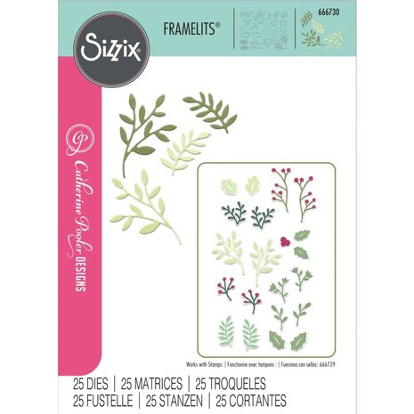 Sizzix Framelits Die Set Happy Holly Days #2 (666730) Sizzix Framelits Die Set Happy Holly Days #2 (666730)